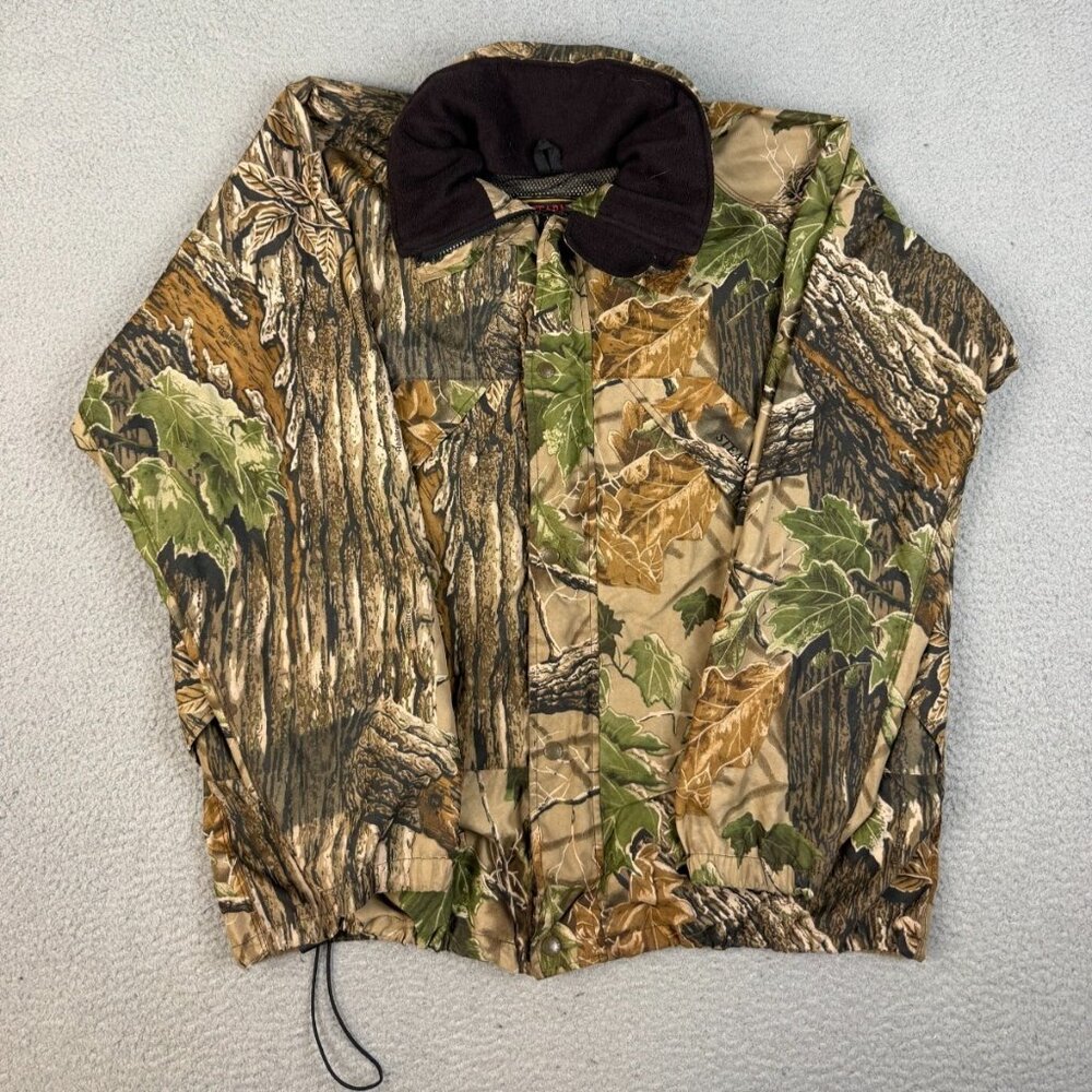 VTG Stearns Jacket Mens‎ Large Realtree Camo Lined Dry Wear Hooded Lightweight